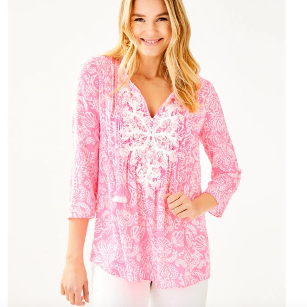 Lilly Pulitzer Marilina Tunic Resort Pink M NWT